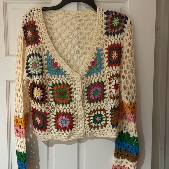 SHEIN Floral Crochet Openwork Cardigan in size large - Picture 4 of 10